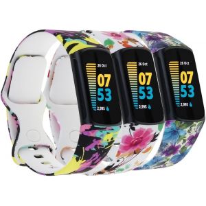 Lot De 3 Bracelets En Silicone Compatibles Avec Fitbit Charge 5/Fitbit Charge 6, Étanche, Doux Et Respirants, Pour Bracelet Charge 5/Charge 6, Petit Et Grand - Neuf