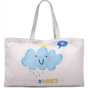 SJZG-Sac Fourre-Tout ¿mprimé, Sac D'Épicerie, Sac À Provisions, Pliable, Sac En Toile Avec Longue Poignées, Taille: 47X42 Cm - Neuf