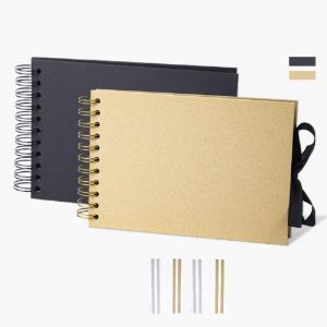 Album Photo &Agrave; Personnal R - 21 X 15 Cm - 60 Pages - Papier Noir - A5 - Mini Album Pour Enfants &Agrave; Coller - Livre De Souvenirs &Agrave; Spirales - Pour B&eacute;b&eacute;, Saint-Valentin, Anniversaire - Noir[L110] - Neuf