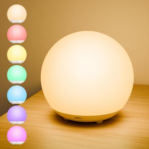 Veilleuse Pour Enfants - Rechargeable Par Usb - Blanc Chaud Et 7 Couleurs Rvb - Avec R&eacute;glage En Continu - Neuf