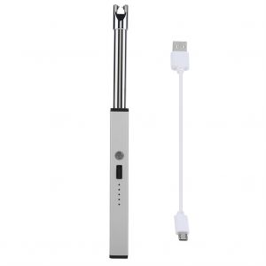 HJLIAN Briquet electrique sans flamme coupe-vent a chargement USB, portable, pour barbecue, pique-nique, argent mat - Neuf