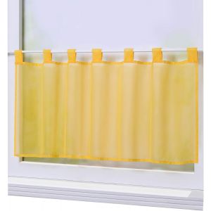 Eryi-Eva Rideau Brise-Bise Uni À Passant Sans Perçage Passe Tringle En Polyester Transparent Court Voilage Décor Pour Chambre Cuisine 1 Pièce Jaune Hxl 60x90cm - Neuf