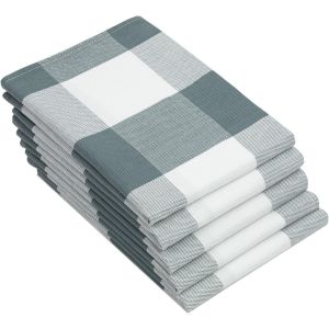 ERYI-Set De 5 Torchons De 50X70 Cm - Torchons De Cuisine Très Absorbants En Carreaux Gris - Lavables Jusqu'À 60°C - Qualité Gastronomique - Certifiés Oeko Tex®. - Neuf