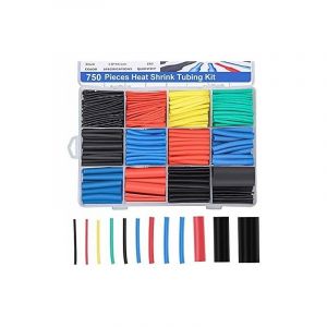 750pcs Thermorétractable, Isolation Électrique Thermorétractable gaine de Câble, 2:1 Ratio de Rétrécissement, 5 Couleurs, 12 Tailles - Neuf