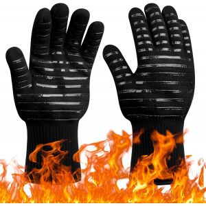 KAL-Gants De Barbecue, Gants De Four Anti-Chaleur Jusqu'À 800°C, Gants Cuisine Résistant À La Chaleur Et Antidérapants, Gant Cuisson Chaleur Pour Bbq/Four/Gril/Cheminée/Soudage/Cuisson Au Four - Neuf