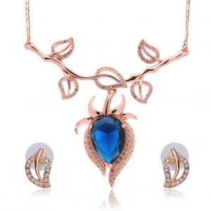 Mode Femme Alliage Zircon Partie Bijoux Ensembles Feuille Collier Et Boucle D'oreille - Neuf