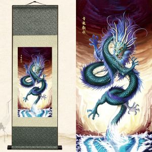 Eryi-Decoration Chambre Poster Murale Tableau Decoration Murale Salon Orientale Asiatique Peinture Sur Rouleau De Soie Dragon Chinois Decorations Murales Pour Deco Maison Chambre 92 X 30cm - Neuf