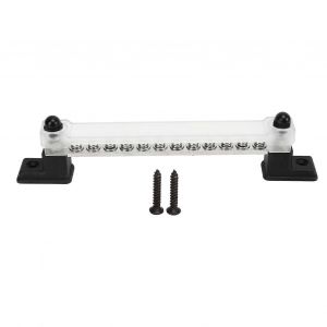 Barre omnibus de borne,bornier de distribution d'&eacute;nergie,vis de fil,barres de mise &agrave; la terre &eacute;lectrique,bloc pour voitures,bateaux,yachts,camionnettes,caravanes,12 positions - Neuf