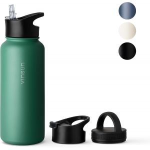 Gourde Isotherme 750ml, Gourde Inox Avec Paille - 3 Couvercles - Anti-Fuite, Sans Bpa, - Bouteille Isotherme Pour Sport, Voyage, &Eacute;cole, Universit&eacute; - Neuf