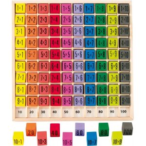 Jgd-Couleurs D'enfance - Jeu De Table De Multiplication - Chiffres De 1 À 10 - Pour Apprendre Les Mathématiques De Façon Ludique - Jeu Éducatif Et Scientifique - Bois - Neuf