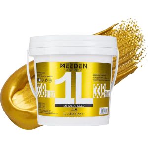 MEVRONISSHOP-Peinture Dor&eacute;e Acrylique: 1L /33.8 oz Peinture Acrylique Or Epaisse avec Finition Brillante - Pigment Dor&eacute;e M&eacute;tallis&eacute;e Ext&eacute;rieur pour Bois Textile Mur - Neuf