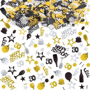 Confettis Anniversaire 1000 Pièces, Confettis Deco Table Anniversaire 50 Ans Confettis Paillettes HAPPY BIRTHDAY Confettis pour Deco Table, Deco Anniversaire Fête et Baby Shower Deco(Noir) - Neuf