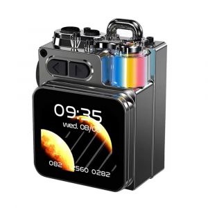 Haut-parleur Bluetooth mécanique en métal, écran d'affichage LED, caisson de basses de bureau RGB, haut-parleur sans fil, Support calendrier, réveil-Noir - Neuf
