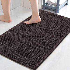 Kal-Tapis De Bain Antidérapant, Super Absorbant L'eau Gaufré Tapis Salle De Bain Microfibre Tapis De Baignoire Tapis De Douche Doux Séchage Rapide, 50x80 Cm, Chocolat - Neuf