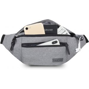 KALANKA-Grand Sac Banane pour Femme et Homme, Sac Banane avec Prise Casque et 4 Poches zippées, Ceinture réglable pour Le Cyclisme, la Course, Le Jogging, Les Voyages, l'extérieur - Neuf