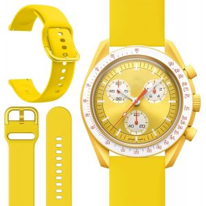 Letnerny-Bracelet En Silicone Pour O X Swatch Moonswatch Speedmaster - Rechange Ajustement Respirant Pour Moonwatch (Jaune) - Neuf
