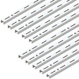 CAUC-7907812 Profil crémaillère simple perforation pas 50mm pour équerres, blanc, L 1000mm, Set de 10 pièces - Neuf