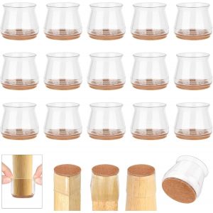 Protection Pied De Chaise Silicone, 16pcs Protection Pied De Chaise Rond Couvre, Protections De Sol Pour Pieds De Chaise Avec Patins En Feutre, Résistants Rayures Et Élastique(Une Pièce-Grande) - Neuf