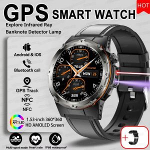 2025 Nouveau Gps Sport Montre Intelligente Hommes Nfc Fr&eacute;quence Cardiaque 100+Sport 3Atm &Eacute;tanche 500Mah Infrarouge Hd Bluetooth Appel Montre Pour Huawei.Black Leather.Outdoor Watch - Neuf