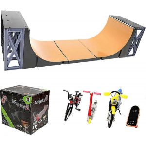 Ensemble de rampes de half-pipe ultimes pour Finger Skate Park, kit de rampes pour finger skateboards avec mini finger bike, fingerboards, scooters, moto pour finger skatep - Neuf