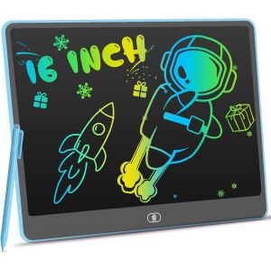ERYI-Tablette Dessin Enfant De 16 Pouces, Ardoise Magique Coloré, Tablettes D'Écriture Lcd, Cadeaux D'Anniversaire Et De Noël Jouets Pour Filles Et Garçons De 3 À 8 Ans (Bleu) - Neuf