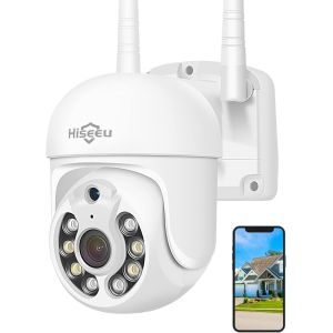 5Mp 3K Outdoor Wifi Surveillance Camera, Ptz Ip Camera Night Vision Color Detection Human Motion Detection Automatic Tracking 355° 90° Two-Way Audio Sd Card Waterproof Ip66 - Neuf