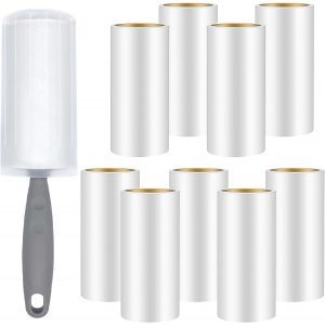 Yemaesre-9 Rouleaux Rouleau Poils Animaux, 540 Feuilles Collante, 1 Poignées + 1 Housse De Protection, Rouleau Adhesif Vetement Pour Vêtements, Cheveux, Canapé, Lit, Poils De Chat Et Chien - Neuf