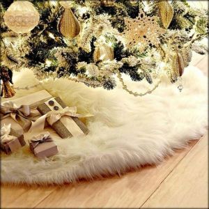 D'un Blanc pur en Peluche Jupe d'Arbre de No&euml;l-Grand 122cm, D&eacute;coration d'Arbre de No&euml;l, Blanche Artificielle Arbre de Fourrure de Couverture, D&eacute;coration d'Arbre de No&euml;l pour les F&ecirc;tes - Neuf