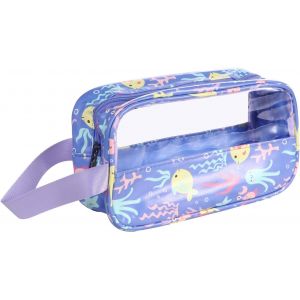MAA-Trousse de toilette transparente en plastique avec poignées - Trousse de toilette portable de voyage avec fermetures éclair pour femme, Picture color, Décontracté - Neuf