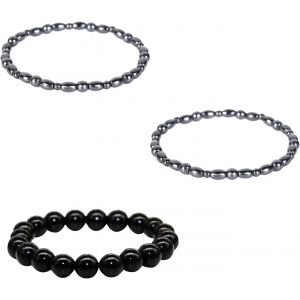 Kalsw-2 Bracelets De Cheville Magn&eacute;tiques Noirs Et 1 Bracelet De Cheville En Obsidienne,Bracelet De Cheville Perl&eacute;,Bracelet Simple Et &Eacute;l&eacute;gant,Cadeau Pour Homme Et Femme,Bracelet Personnalis&eacute; Pour Fem - Neuf