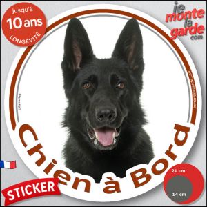 Berger Allemand Enti&egrave;rement Noir &Agrave; Poil Court, Sticker Voiture Rond Photo "Chien &Agrave; Bord", Disque Adh&eacute;sif Qui R&eacute;siste &Agrave; La Pluie Au Soleil Et Au Gel Jusqu'&Agrave; 10 Ans, Id&eacute;e Cadeau, 14 Cm De Diam&egrave;tre. - Neuf