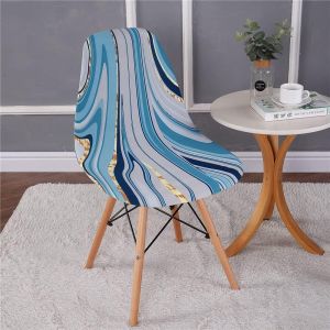 Stretch Housses De Chaise (Bleu Et Or De Marbre) Ensemble De 6 Universel Sans Les Housses De Chaises Pour La Salle De Sejour Cuisine Decoration De La Maison - Neuf