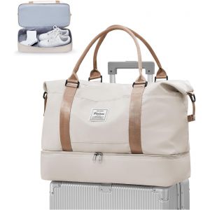 SHIBA-Sac de Voyage Femme Sac Weekend Maternité avec Compartiment Chaussures Sacs Voyage Cabine Avion Week-End Sacs Sport Gym d'hô[2 - Neuf