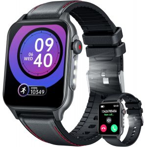 Kal-Montre Connectée Homme Militaire Watch: 2.0" Smartwatch Avec Appels Bluetooth 100 Modes De Sport Montre Fitness Homme Avec 3 Lampe De Poche Led Ip67 Étanche Smart Watch Pour Android Phone Et Ipho - Neuf