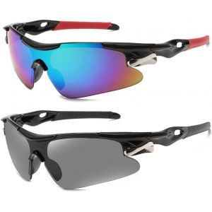 Kalanka-2 Pcs Lunettes De Soleil De Sport Polarisées, Lunettes De Cyclisme Polarisées Avec Protection Uv400, Pour Cyclism,Conduire,Golf Et Activités D'extérieur Pour Homme Et Femme - Neuf