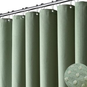 (Largeur De 1.2 M * 2m De Hauteur) De L'herbe Vert Rideau De Douche, La Texture De La Gaufre Lourds &Eacute;pais Tissu De Bain Rideau De Douche, De Luxe Pond&eacute;r&eacute;e De Tissu De Polyester Rideau De Douche Fix&eacute; Avec Des Crochets En Plastique - Neuf