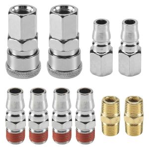 10Pcs 1/4 pouce Tuyau De Tuyau D'air Compresseur Raccord Connecteur Coupleur Pièces Pneumatiques À Libération Rapide Pour - Neuf