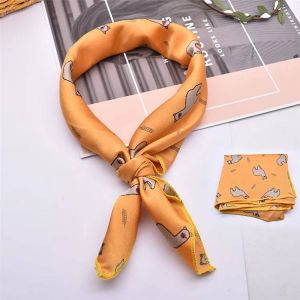 &Eacute;charpe De Cheveux En Satin Imprim&eacute; Animal Pour Femme,Petit Carr&eacute;,Soie,Cou,Anneau,Foulard De T&ecirc;te D'hiver,Mode De Luxe,2020-50cmx50cm-4 - Neuf
