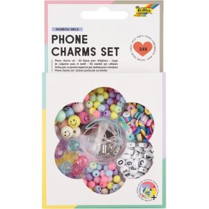 Kalcx-32029-Phone Charms Set Rainbow Smile,Set De Perles Avec Bo&icirc;te De Rangement,349 Pi&egrave;ces Avec Perles Mini-Disc,Perles Smiley,Pendentifs Etc. - Neuf