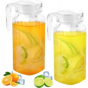 Mevronisshop-2pcs Carafe Eau 900 Ml, Pichet &Agrave; Eau Plastique Avec Couvercle, Carafe D'eau Transparentes Sans Bpa, Pichet En Plastique Avec Poign&eacute;e Pour Boissons Diy, Jus, Th&eacute;, Lait, Eau, Pot &Agrave; Lait - Neuf