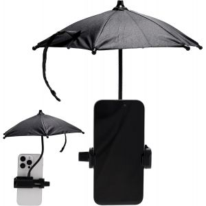 acdsgd-Parasol T&eacute;l&eacute;phone, Ombrelle Telephone Universel avec Clip Robuste R&eacute;glable Mini Parapluie Compatible avec Tous Smartphones pour Voyages Plage Activit&eacute;s de Plein Air(Noir) - Neuf