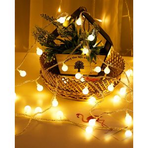 KAL-Chaîne D'Ampoule Led, Chaîne Lumineuse Led 6M 40, Globe De Lumière, Blanc Chaud, Étanche, Alimenté Par Usb, Lumières Décoratives Pour Jardin, Chambre, Balcon, Fête, Terrasse - Neuf