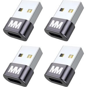 Lot De 4 Adaptateurs Usb Vers Usb-C - Connecteur Usb-A Vers Type C Femelle - Câble De Charge De Type C À Usb-A - Compatible Avec Iphone 16,15,14,13,12 Pro Max, Ipad Air, Airpods, Samsung[Z2988] - Neuf