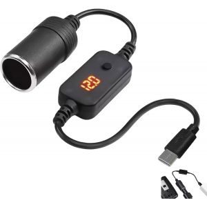 JGD-Adaptateur USB C vers Allume-Cigare Prise, C&acirc;ble USB C M&acirc;le Allume-Cigare 12V avec Affichage LED et Interrupteur, Tension R&eacute;glable 5V, 9V, 12V, 15V, 20V, pour GPS, Cam&eacute;ra, Chargeur Voiture (35 cm - Neuf