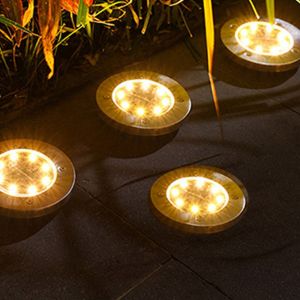 Lot De 4 Lampes Solaires Led Encastrables Pour Jardin, Pelouse, All&eacute;e, &Eacute;tanches, &Agrave; &Eacute;conomie D'&eacute;nergie, Allumage/Extinction Automatiques - Neuf