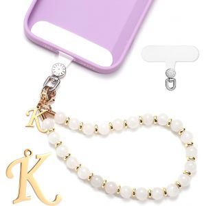 Kal-Jeu Bracelet De Téléphone Perles, Charme De Téléphone Initiales Dragonne De Téléphone Avec Patch Pour Lanière De Téléphone Mains Libres Bracelet De Téléphone Pour Femmes Filles - Neuf