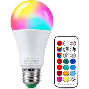 Ampoule Led Couleur 10w E27 Led Couleur Changement Dimmable Rgbw Lampe Avec Télécommande Fonction De Mémoire Et Minuterie Edison Ampoules Intelligentes,Pour Maison Bar Fête Lot De 1 - Neuf