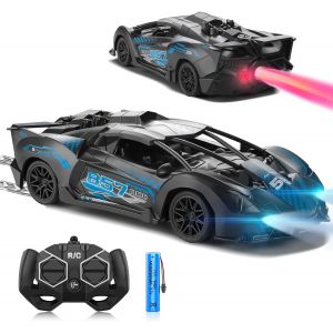 SANSH-Lambarchini Voiture Télécommandée 2.4GHz, 1:18 RC Jouet Enfant 3-8+ Ans, Fonction Spray, Batterie Rechargeable, Lumière LED, Bleu - Neuf
