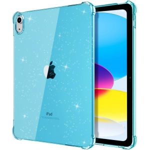 Kal-Coque Pour Ipad A16 11&egrave;me G&eacute;n&eacute;ration 11 Pouces 2025, Ipad 10&egrave;me G&eacute;n&eacute;ration 2022 10,9 Pouces, &Eacute;tui De Protection Arri&egrave;re Clair En Tpu Mince Et L&eacute;g&egrave;re, Cyan Paillettes - Neuf