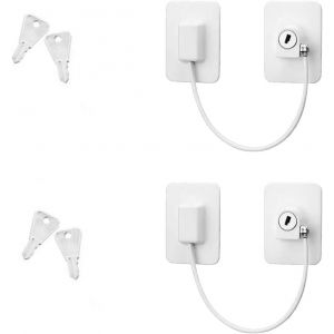 2 Pcs Securite Fenetre Enfant,Serrures Protection Fenetre Enfant Avec Cl&eacute;s,Pour Bloque Porte Placard Armoire Tiroir Laveuse(Blanc) - Neuf